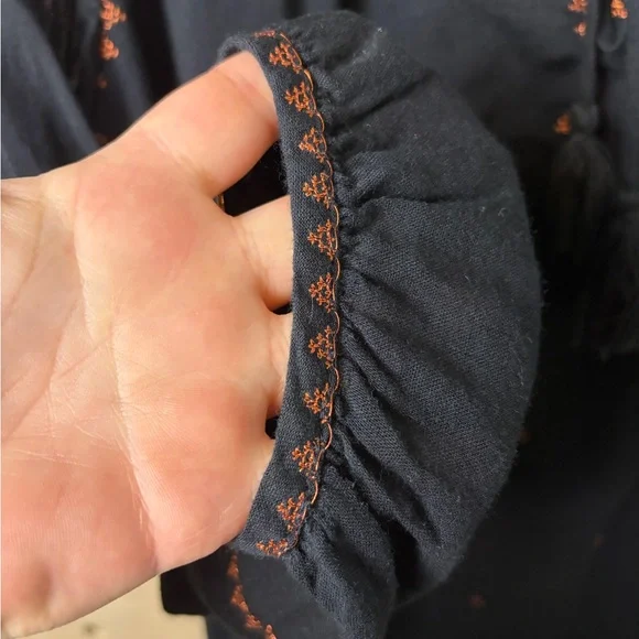 Madewell Embroidered Signal Mini Dress in Black/Red Stitching Size Medium - Picture 4 of 6